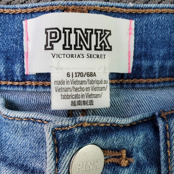 PINK by Victoria's Secret! Distressed Blue Jean Short's! Sz. 6 - Picture 6 of 7